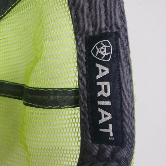 Ariat Snap Back Mesh Back Hat Adjustable Embroidered Logo Green Gray - Picture 11 of 16